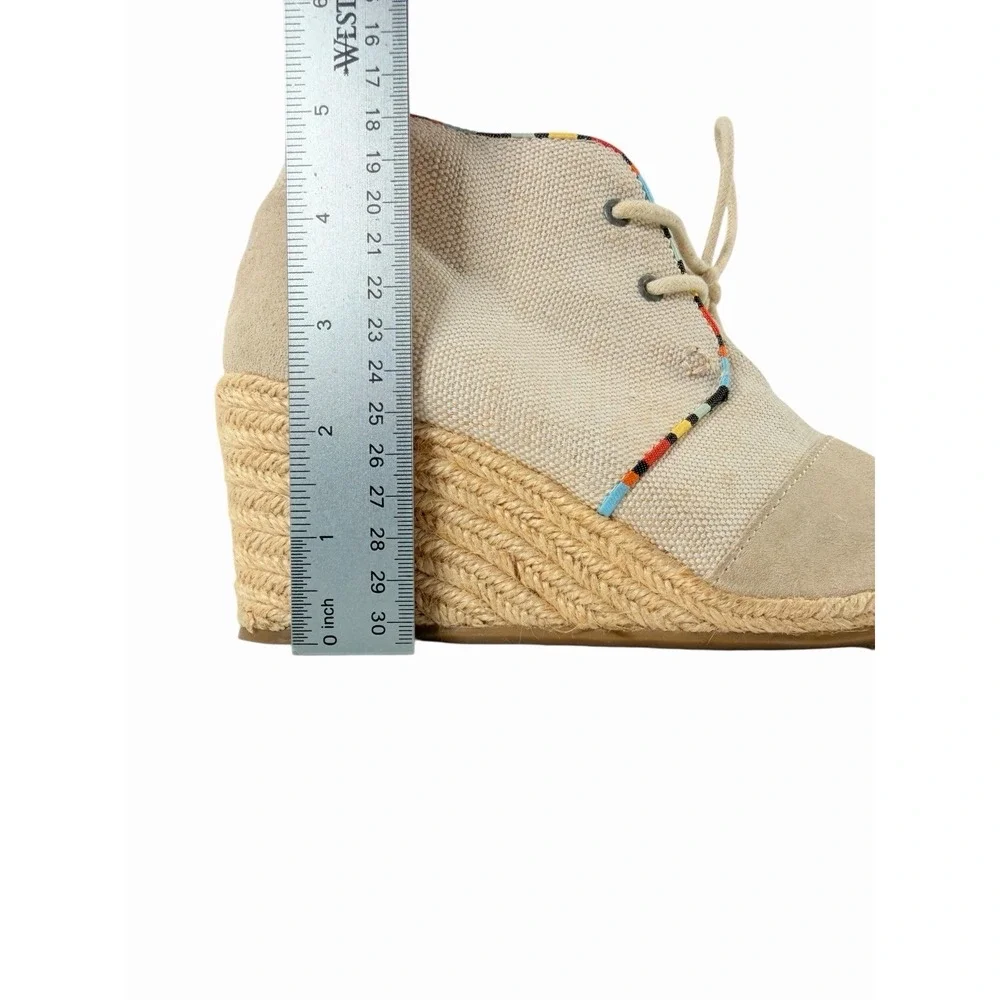 Toms Desert Wedge Whisper Burlap Suede Espadrille Booties 7